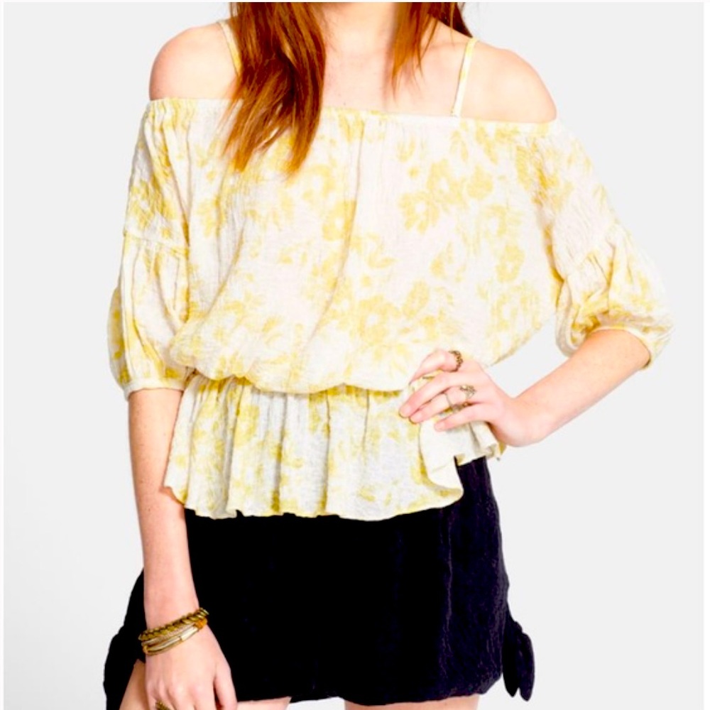 Free People Shades of Cool off the shoulder peplum top